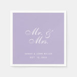 Mr. and Mrs. Lavender Wedding Purple White Script Napkin