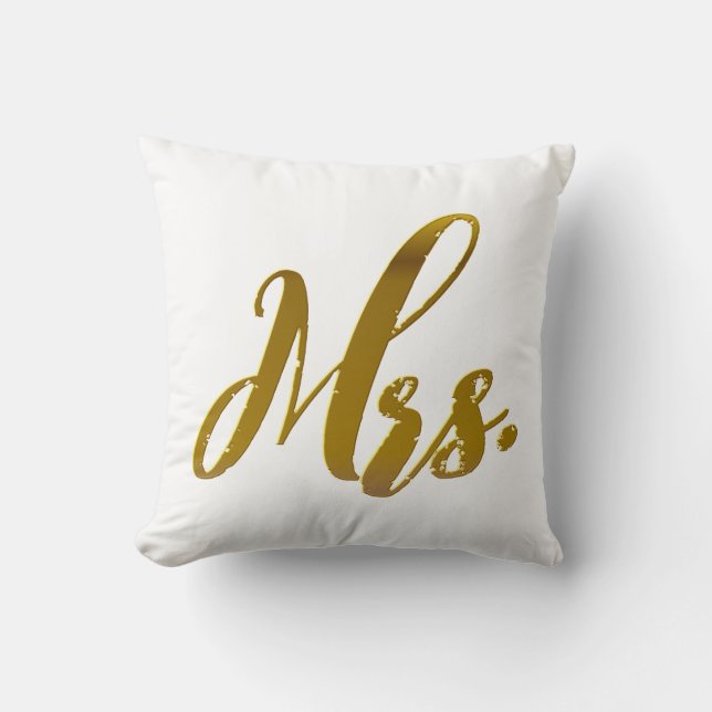 Mr and Mrs Metallic Gold Foil Pillow Set of 2 (Front)
