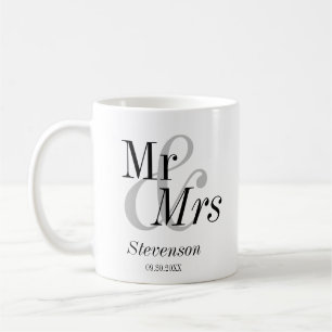 Mr and Mrs Minimal Modern Wedding Gift Coffee Mug