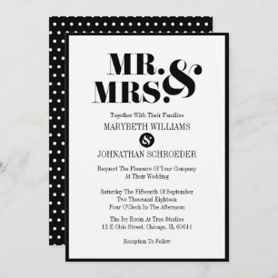 Mr and Mrs Modern Bold Wedding Invitation Card