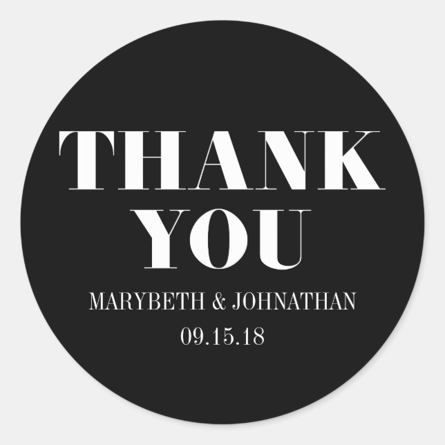 Mr and Mrs Modern Bold Wedding Thank You Sticker (Front)