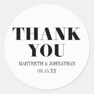 Mr and Mrs Modern Bold Wedding Thank You Sticker