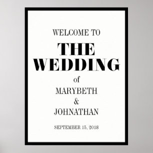 Mr and Mrs Modern Bold Wedding Welcome Poster