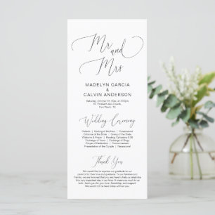 Mr and Mrs, modern classy Wedding Ceremony Program Programme