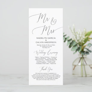 Mr and Mrs, modern classy Wedding Ceremony Program Programme