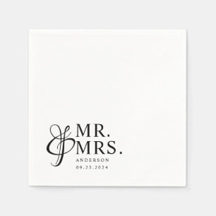 Mr. And Mrs. Modern Elegant Wedding Napkin