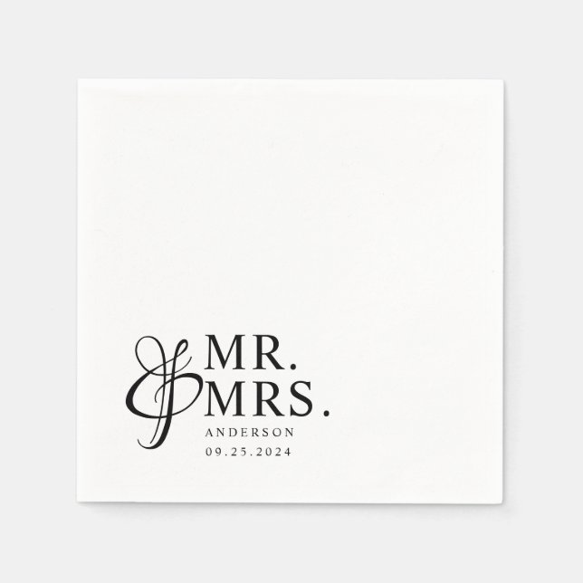 Mr. And Mrs. | Modern Elegant Wedding Napkin (Front)