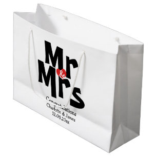 Mr and Mrs Modern Personalised Black And Red Large Gift Bag