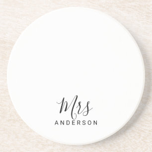 Mr and Mrs   Modern Script Personalised Coaster