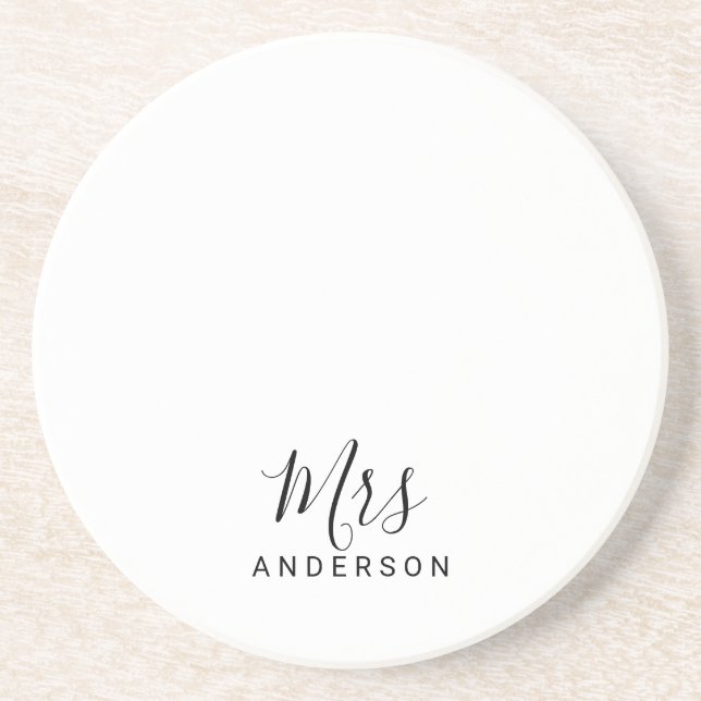 Mr and Mrs | Modern Script Personalised Coaster (Front)
