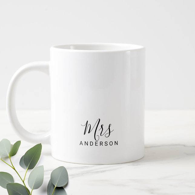 Mr and Mrs | Modern Script Personalised Giant Coff Large Coffee Mug (Creator Uploaded)