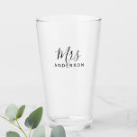 Mr and Mrs | Modern Script Personalised Glass<br><div class="desc">"Mr and Mrs" Modern Script Personalised Couple Gift

Perfect as wedding gifts for newlywed,  wedding anniversary gifts,  Valentine's day gifts and gift for any occasions.</div>