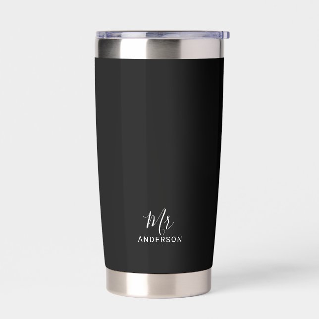 Mr and Mrs | Modern Script Personalised Insulated Tumbler (Left)