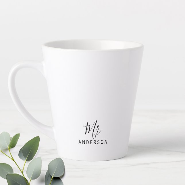 Mr and Mrs | Modern Script Personalised Latte Mug (Creator Uploaded)