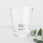 Mr and Mrs | Modern Script Personalised Shot Glass<br><div class="desc">"Mr and Mrs" Modern Script Personalised Couple Gift

Perfect as wedding gifts for newlywed,  wedding anniversary gifts,  Valentine's day gifts and gift for any occasions.</div>