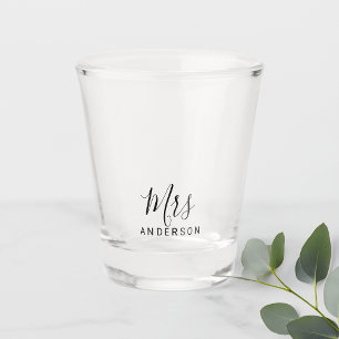 Mr and Mrs Modern Script Personalised Shot Glass