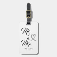 Mr. and Mrs. Monogram Black and White Wedding Lugg