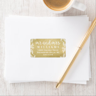 Mr and Mrs Monogram Gold Holiday Address Label