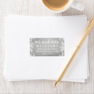 Mr and Mrs Monogram Silver Holiday Address Label