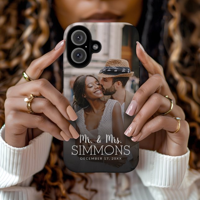 Mr. and Mrs. Monogram Wedding Photo Keepsake Case-Mate iPhone Case (Creator Uploaded)