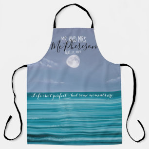 Mr and Mrs Moonlit beach wedding newlyweds Apron