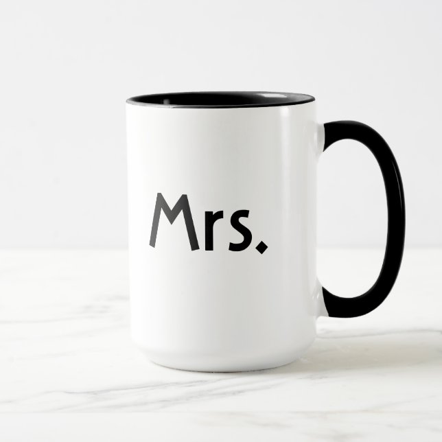 Mr and Mrs mug set - black and white couple mugs (Right)