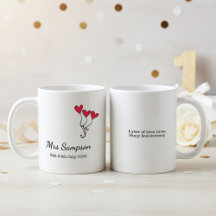 Mr And Mrs Mugs 1st Wedding Anniversary Keepsake