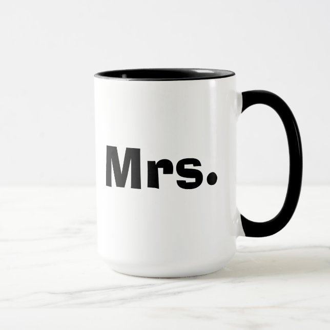 Mr and Mrs mugs - black and white couples mug set (Right)