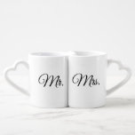 Mr. and Mrs. Mugs (with heart shaped handles)<br><div class="desc">Celebrate your love with these adorable coffee cups! They're made to go together,  just like you! Perfect for a wedding or anniversary gift!</div>