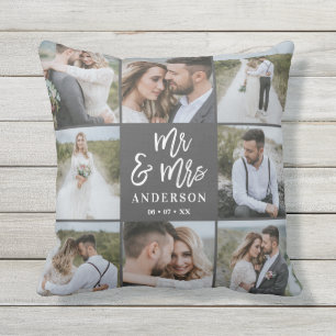 Mr and Mrs multi photo wedding family gift Cushion