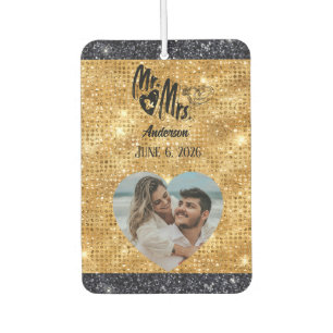 Mr and Mrs Name Photo Wedding Favor  Car Air Freshener