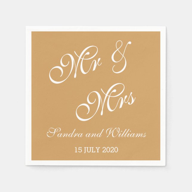 Mr And Mrs Napkins Gold Wedding (Front)