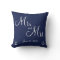Mr. and Mrs. Navy Blue Nautical Wedding Pillows