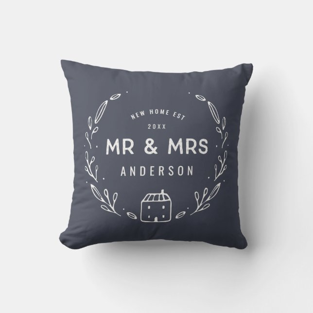 Mr and Mrs new home tartan backer Cushion (Front)