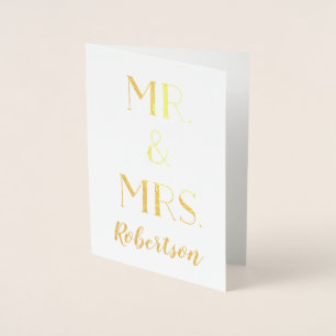 Mr. and Mrs. New Last Name Wedding Foil Card
