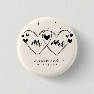 Mr. and Mrs. Newly Ivory Colour Wedding Button
