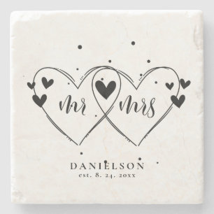 Mr. and Mrs. Newly Weds Wedding Stone Coaster