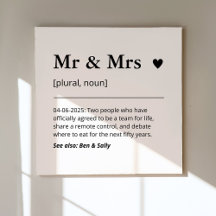 Mr and Mrs Newlywed Gift Wedding Definition Modern