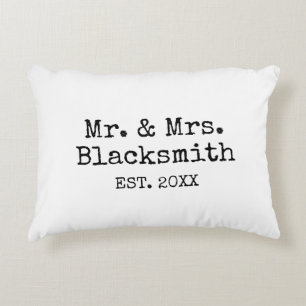 Mr and Mrs newlywed simple typewriter typography Decorative Cushion