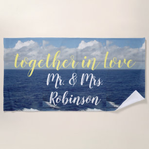 Mr. and Mrs. Ocean Waves Beach Towel