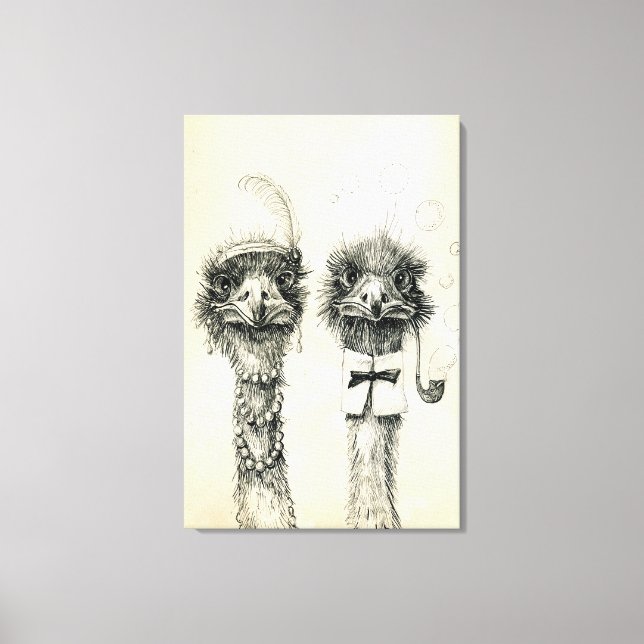 Mr. and Mrs. Ostrich Canvas Print (Front)