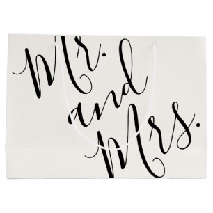 Mr. and Mrs. Oversized Calligraphy White Black Large Gift Bag