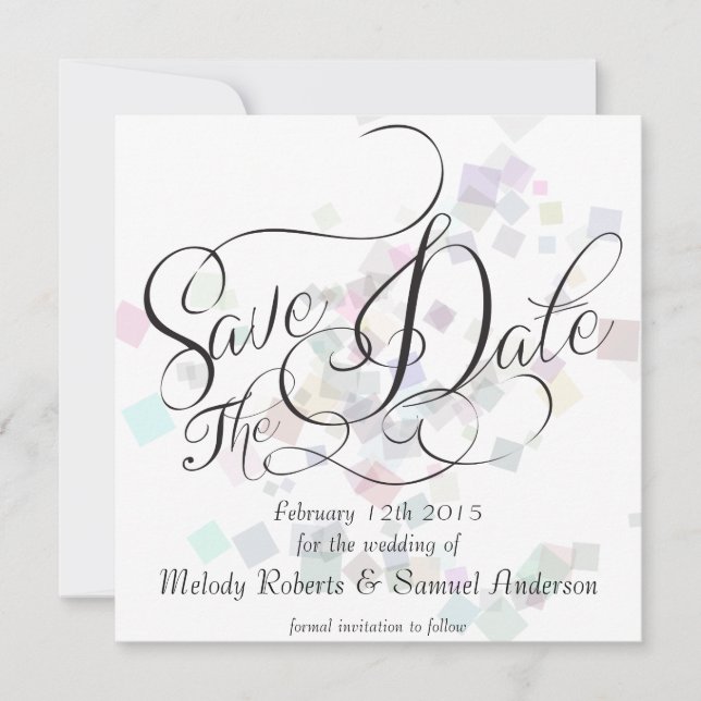 Mr and Mrs | Pastel Colours Confetti Save The Date (Front)