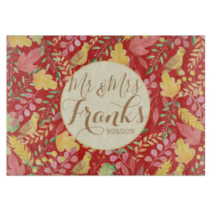 Mr and Mrs Personalised Autumn Cutting Board
