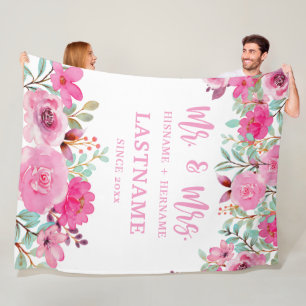Mr. and Mrs. Personalised Blanket with Flowers