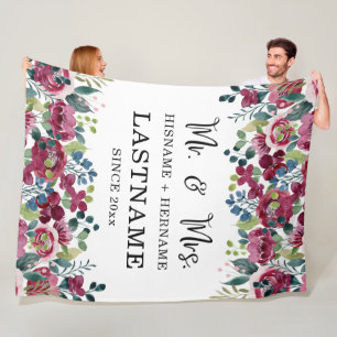Mr. and Mrs. Personalised Blanket with Flowers
