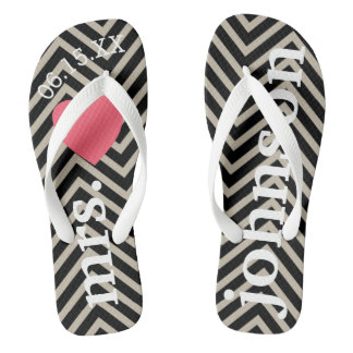 Mr. and Mrs. Personalised Honeymoon with Heart Flip Flops