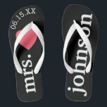 Mr. and Mrs. Personalised Honeymoon with Heart Flip Flops<br><div class="desc">A perfect design for a beach wedding or for the honeymoon. Change the Mrs. to Mr. to make a coordinating pair.</div>