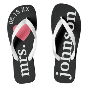 Mr. and Mrs. Personalised Honeymoon with Heart Flip Flops