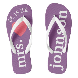 Mr. and Mrs. Personalised Honeymoon with Heart Flip Flops